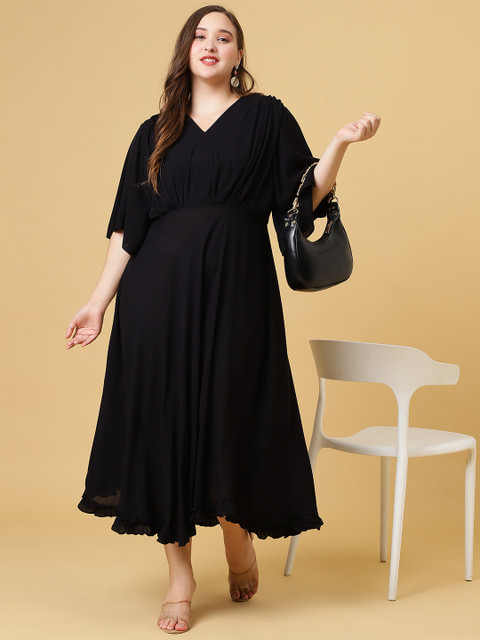 Curvy Lane Women Plus Size Flared Sleeve Fit & Flare Midi Dress - Image 5
