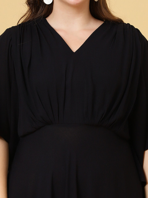 Curvy Lane Women Plus Size Flared Sleeve Fit & Flare Midi Dress - Image 2