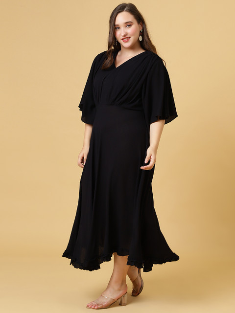 Curvy Lane Women Plus Size Flared Sleeve Fit & Flare Midi Dress - Image 3