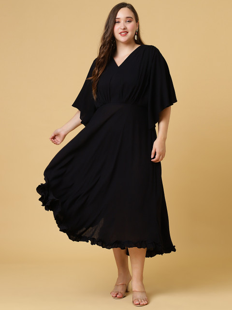 Curvy Lane Women Plus Size Flared Sleeve Fit & Flare Midi Dress - Image 7