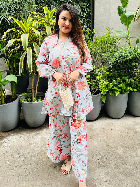 A PLUS BY AHALYAA Women Plus Size Printed Tunic with Palazzos