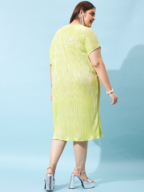 Athena Ample Plus Size Self Design Round Neck A-Line Midi Dress - Image 4