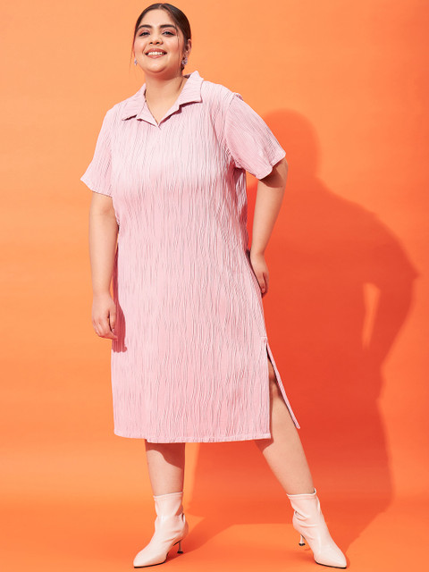 Athena Ample Plus Size Self Design A-Line Midi Dress