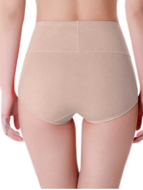 PLUMBURY Self Design Cotton High Waist Tummy Control Hipster Briefs - Image 3