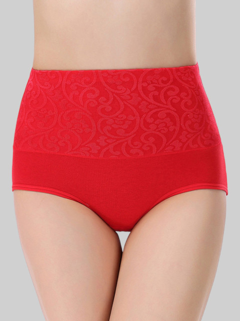 PLUMBURY High Waist Tummy Control Briefs PLPANTY22121744RED-M