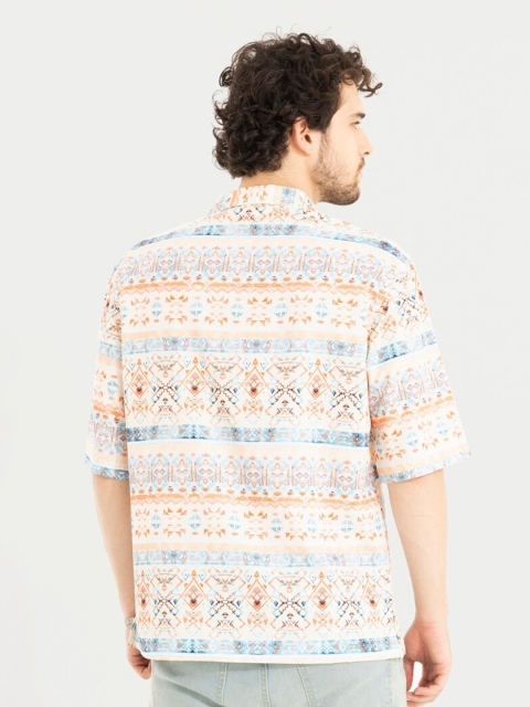 Snitch Cream Classic Ethnic Motifs Printed Boxy Casual Shirt - Image 3