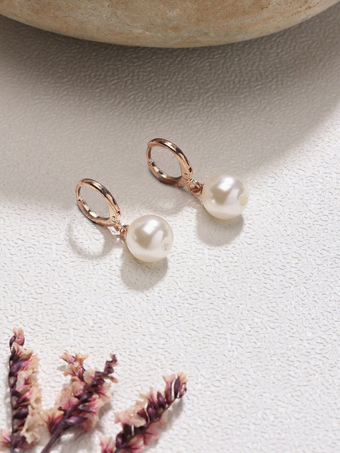 Buy AMI Rose Gold Plated Contemporary Hoop Earrings - - Accessories for Women - Image 2