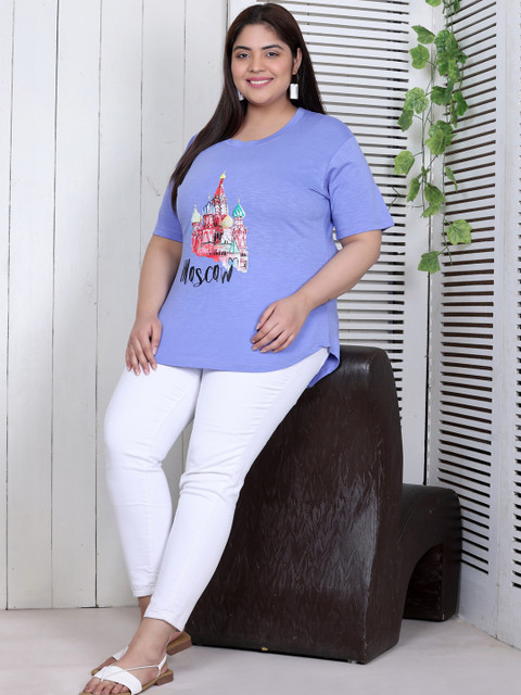 IN Love Graphic Printed Round Neck Plus Size Cotton T-shirt - Image 6