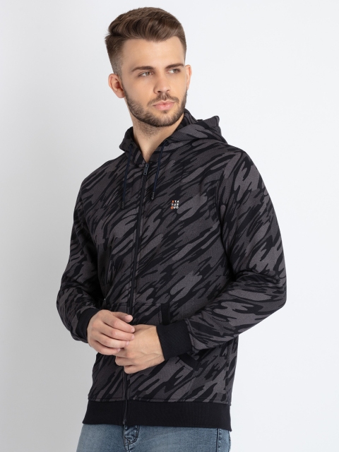 Status Quo Abstract Printed Hooded Cotton Sweatshirt - Image 3