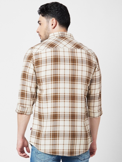 SPYKAR Classic Tartan Checked Opaque Cotton Casual Shirt - Image 4