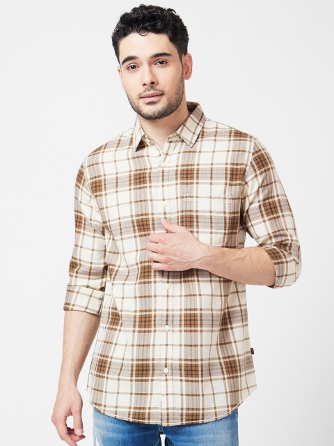 SPYKAR Classic Tartan Checked Opaque Cotton Casual Shirt