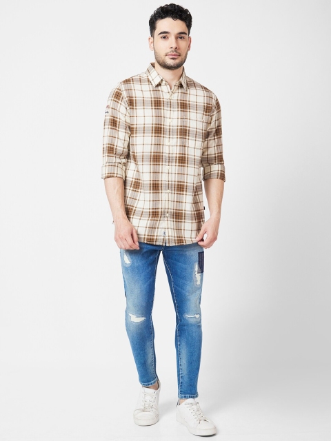 SPYKAR Classic Tartan Checked Opaque Cotton Casual Shirt - Image 6