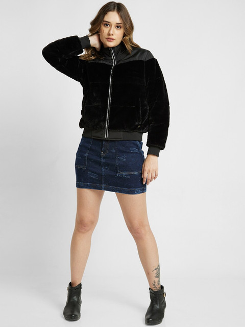 SPYKAR Stand Collar Tailored Jacket with Faux Fur Trim - Image 5