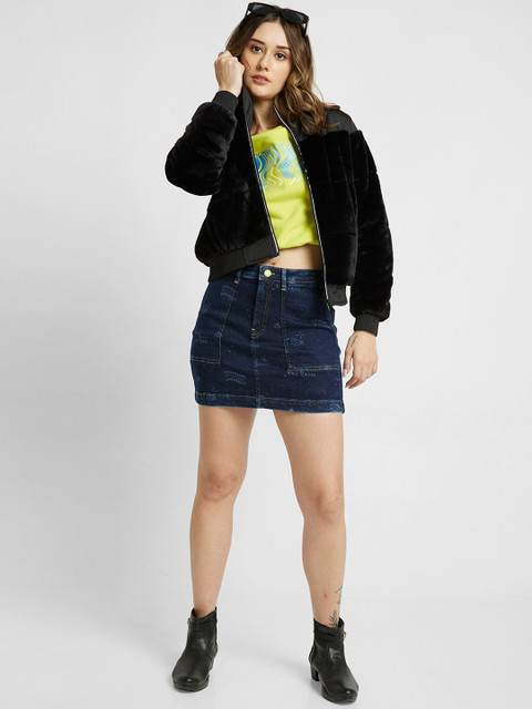 SPYKAR Stand Collar Tailored Jacket with Faux Fur Trim - Image 6