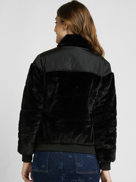 SPYKAR Stand Collar Tailored Jacket with Faux Fur Trim - Image 4