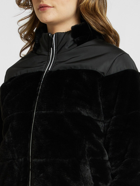 SPYKAR Stand Collar Tailored Jacket with Faux Fur Trim - Image 2