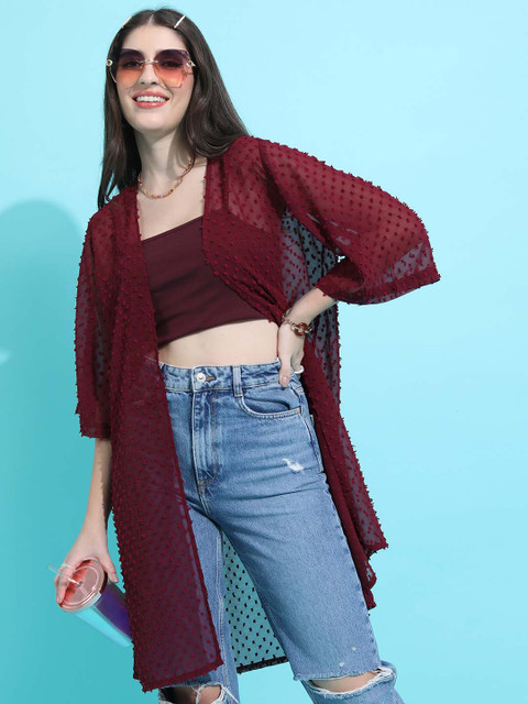 Tokyo Talkies Self Design Longline Open Front Shrug