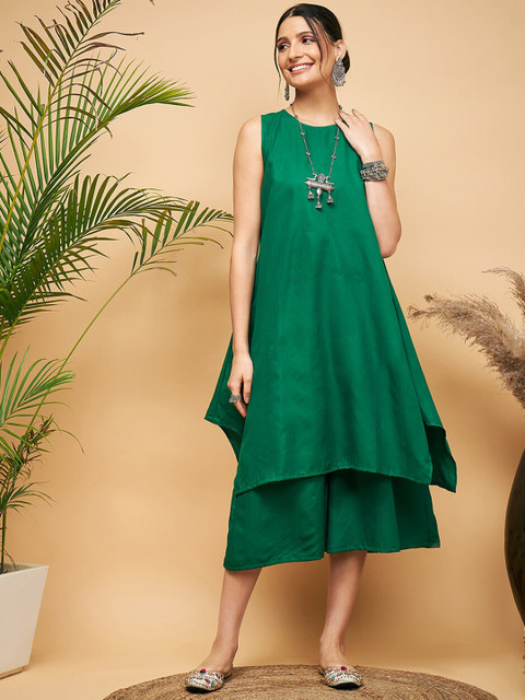 InWeave A-Line Pure Cotton Fusion Kurta with Palazzos