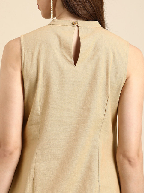 Anouk Women Solid Round Neck Cotton Kurta - Image 7