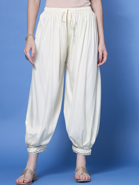 Clora Creation Embellished Hem Mid-Rise Loose Fit Afghani Salwar