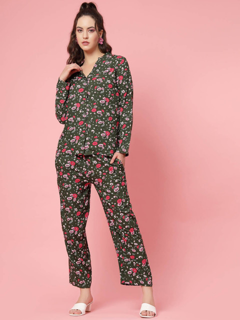 plusS Floral Printed Mandarin Collar Shirt & Trouser