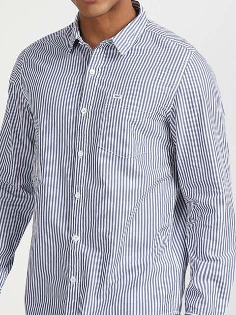 Lee Striped Spread Collar Slim Fit Cotton Casual Shirt - Image 3