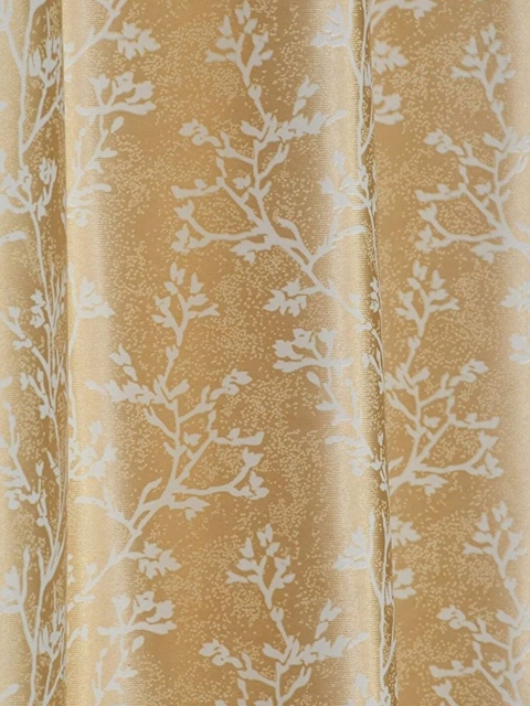 Homefab India Grommet Beige & White 2 Pieces Printed Door Curtains - Image 4