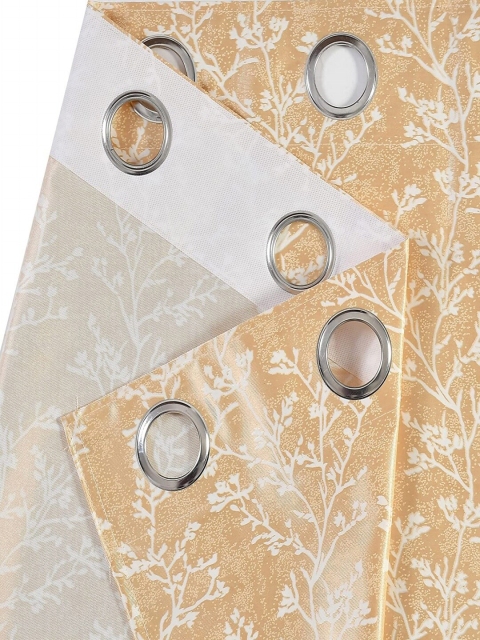 Homefab India Grommet Beige & White 2 Pieces Printed Door Curtains - Image 2