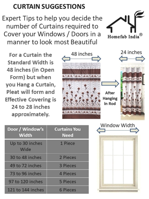 Homefab India Grommet Beige & White 2 Pieces Printed Door Curtains - Image 6