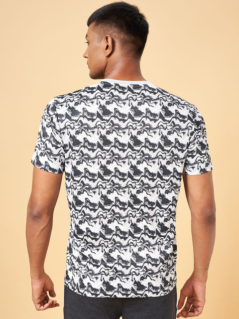 Ajile by Pantaloons Abstract Round Neck Extended Sleeves Slim Fit Sports T-shirt - Image 4
