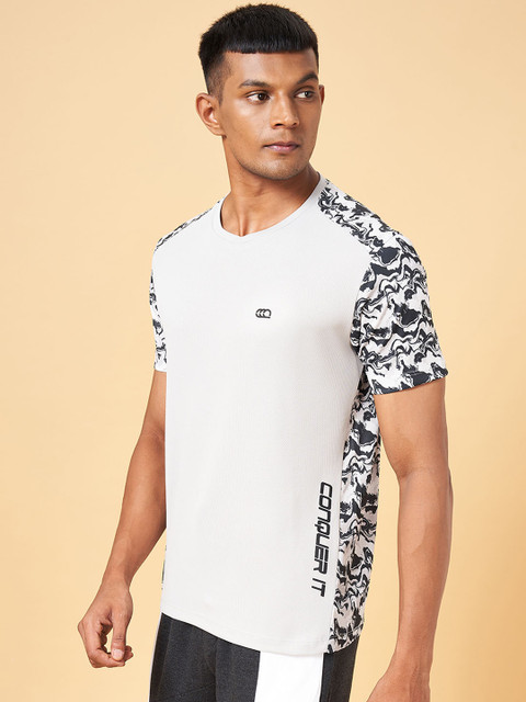 Ajile by Pantaloons Abstract Round Neck Extended Sleeves Slim Fit Sports T-shirt - Image 3