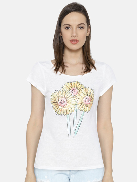 Jealous 21 Women White Printed Round Neck T-shirt