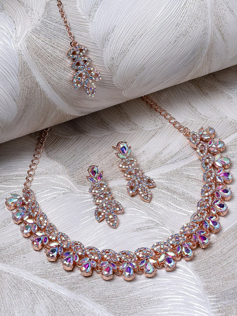 Sukkhi Rose Gold Plated & Stone Studded Jewellery Set