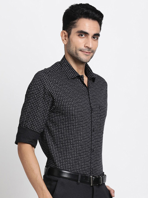 Turtle Micro Ditsy Printed Modern Slim Fit Opaque Lyocell Formal Shirt - Image 3