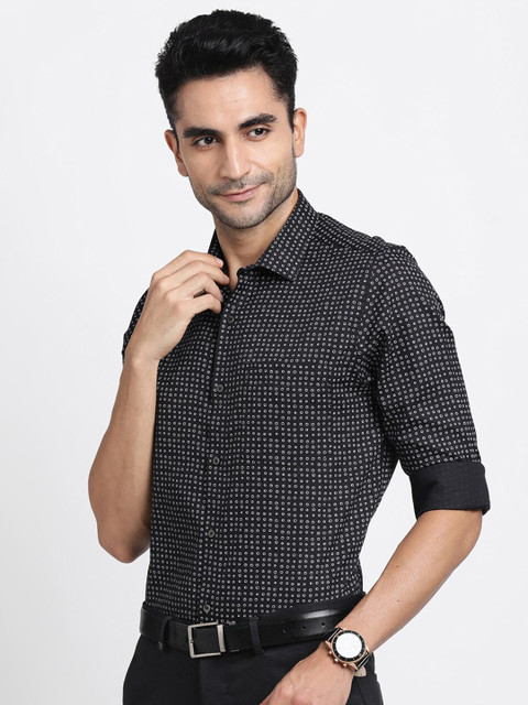 Turtle Micro Ditsy Printed Modern Slim Fit Opaque Lyocell Formal Shirt - Image 4