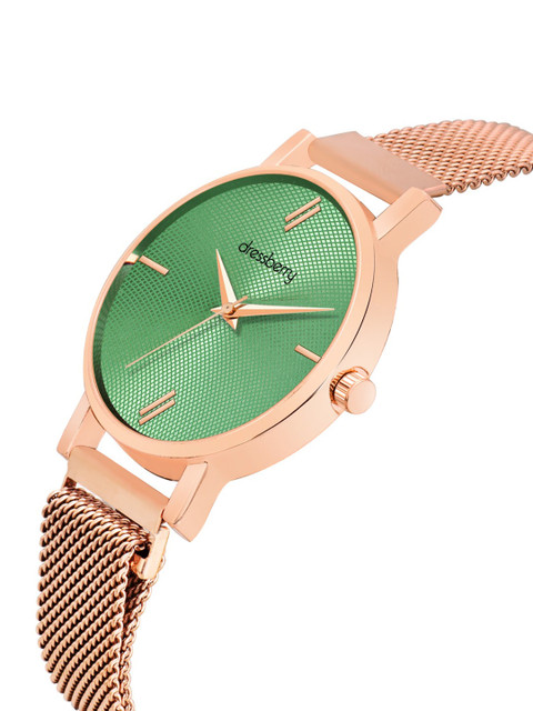 DressBerry Women Green Water Resistant Straps Analogue Watch HOBDB-130-RG-GR - Image 3