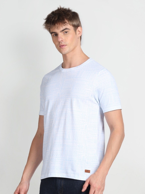 Flying Machine Geometric Printed Short Sleeves Pure Cotton T-shirt - Image 3