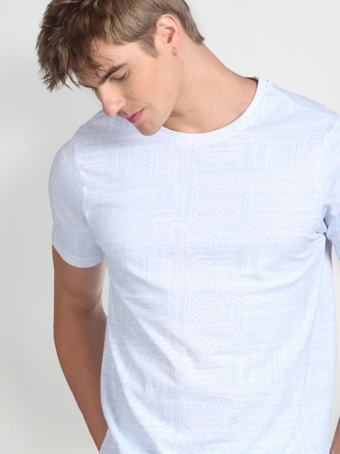 Flying Machine Geometric Printed Short Sleeves Pure Cotton T-shirt - Image 6