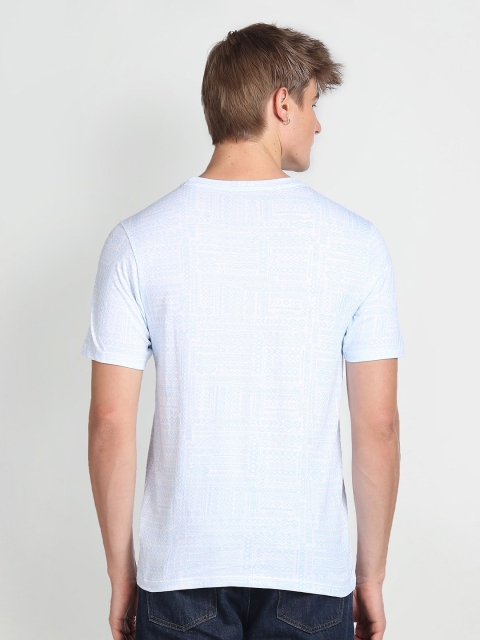 Flying Machine Geometric Printed Short Sleeves Pure Cotton T-shirt - Image 4