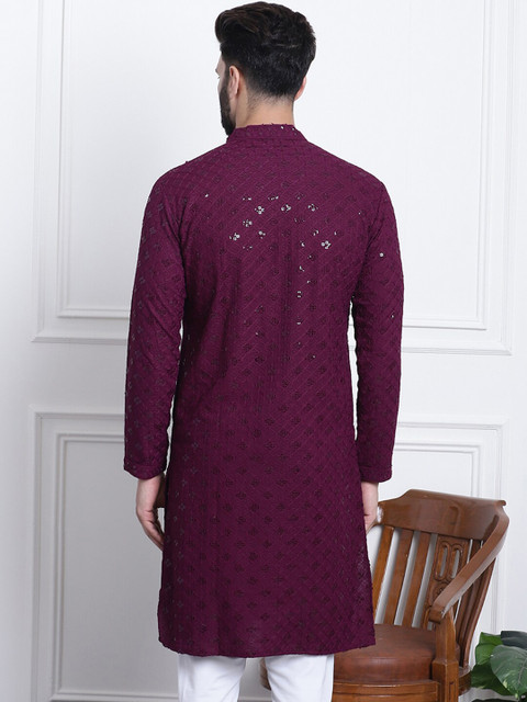 SOJANYA Embellished Mandarin Collar Pure Cotton Kurta - Image 5