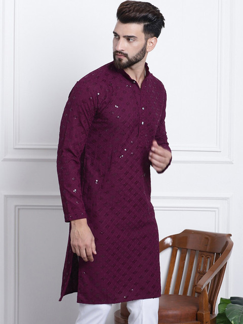 SOJANYA Embellished Mandarin Collar Pure Cotton Kurta - Image 3