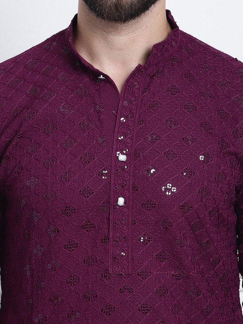 SOJANYA Embellished Mandarin Collar Pure Cotton Kurta - Image 7