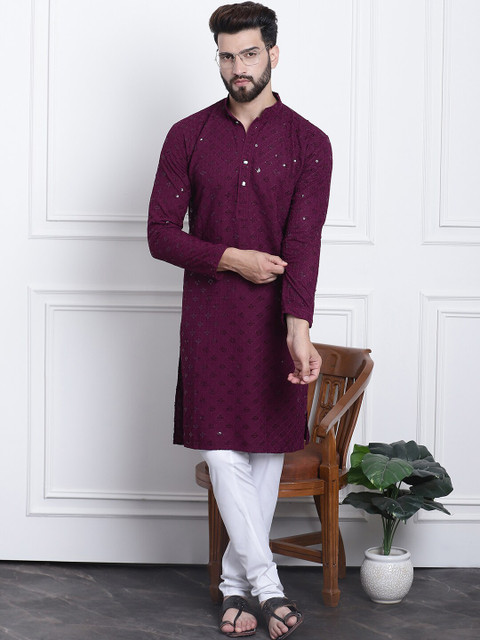 SOJANYA Embellished Mandarin Collar Pure Cotton Kurta - Image 6