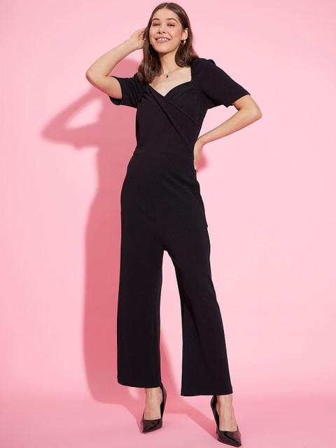 StyleStone Sweetheart Neck Puff Sleeve Basic Jumpsuit