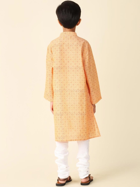 Fabindia Boys Ethnic Motif Printed Cotton Straight Kurta - Image 5
