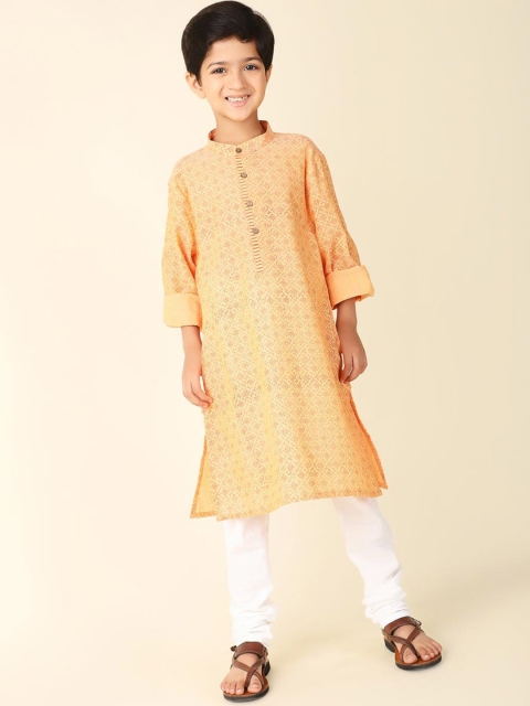 Fabindia Boys Ethnic Motif Printed Cotton Straight Kurta - Image 6