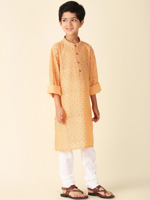 Fabindia Boys Ethnic Motif Printed Cotton Straight Kurta - Image 3