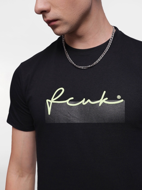 FCUK Brand Logo Printed Pure Cotton T-shirt - Image 3