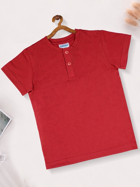 Kiddiekid Kids Henley Neck Cotton T-shirt