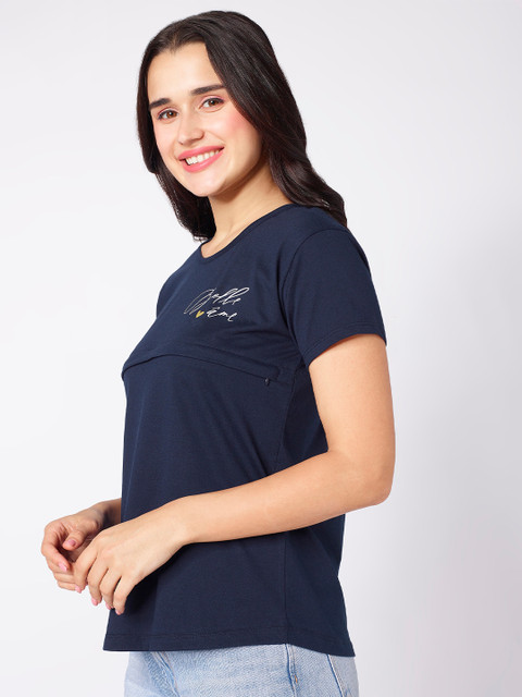 beebelle Navy Blue Maternity & Feeding Top - Image 3